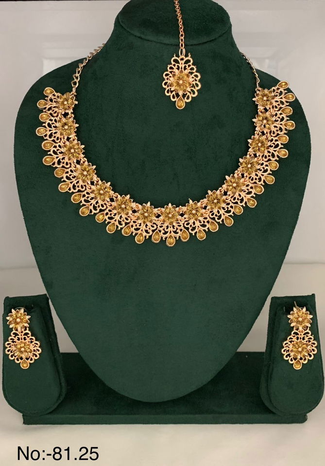 Nr Diamond Necklace Mang tikka With Earring Catalog
